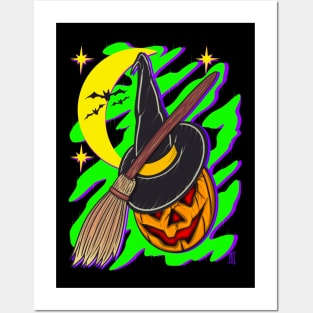 Witch pumpkin Posters and Art